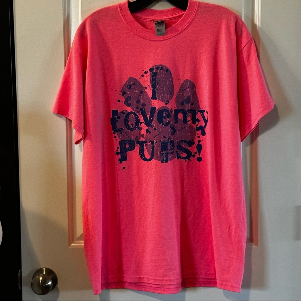 Pink “I Love My Pups” Tee | Size Large | Dog Lover Shirt